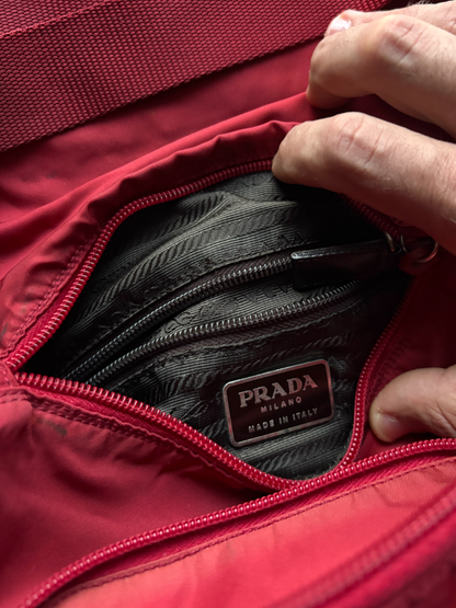 Prada Mainline Nylon Burgundy Shoulder Bag