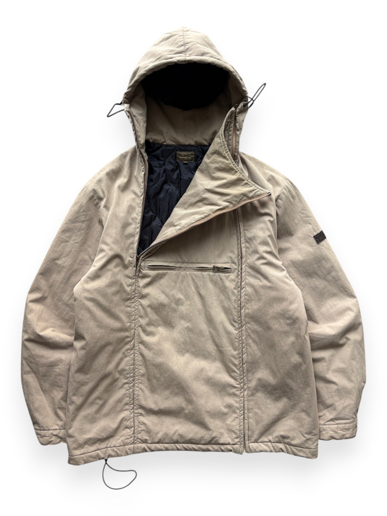 1997 Calvin Klein "khakis" Asymmetrical Dual Zip Quilter Anorak (XL)