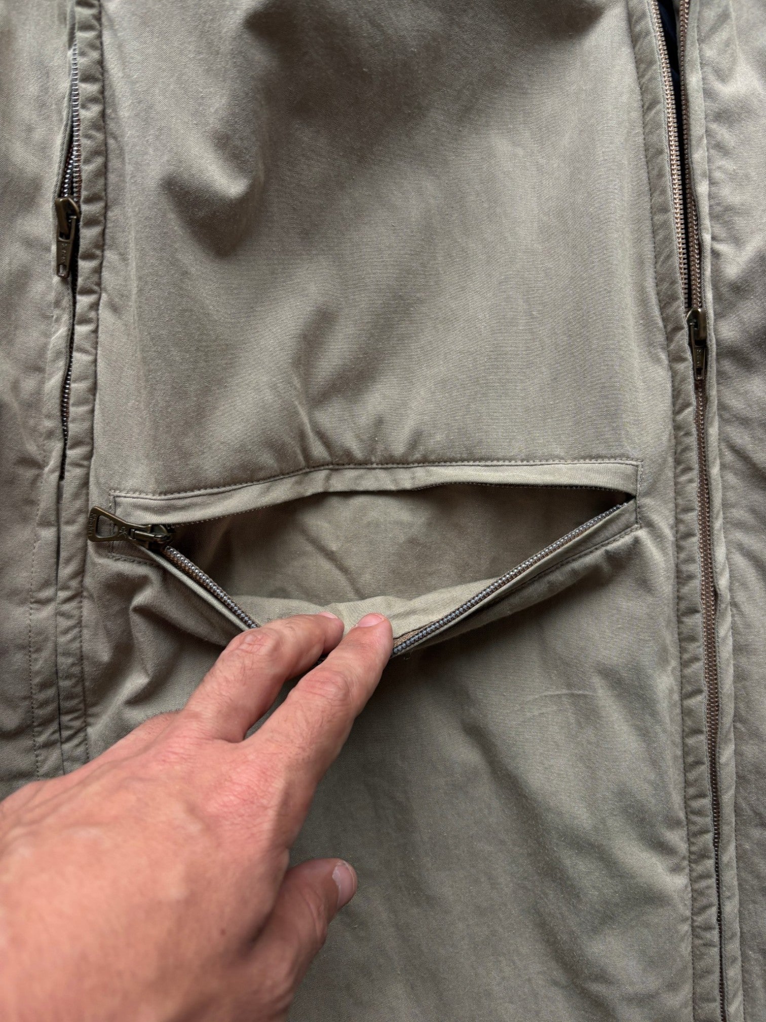 1997 Calvin Klein "khakis" Asymmetrical Dual Zip Quilter Anorak (XL)