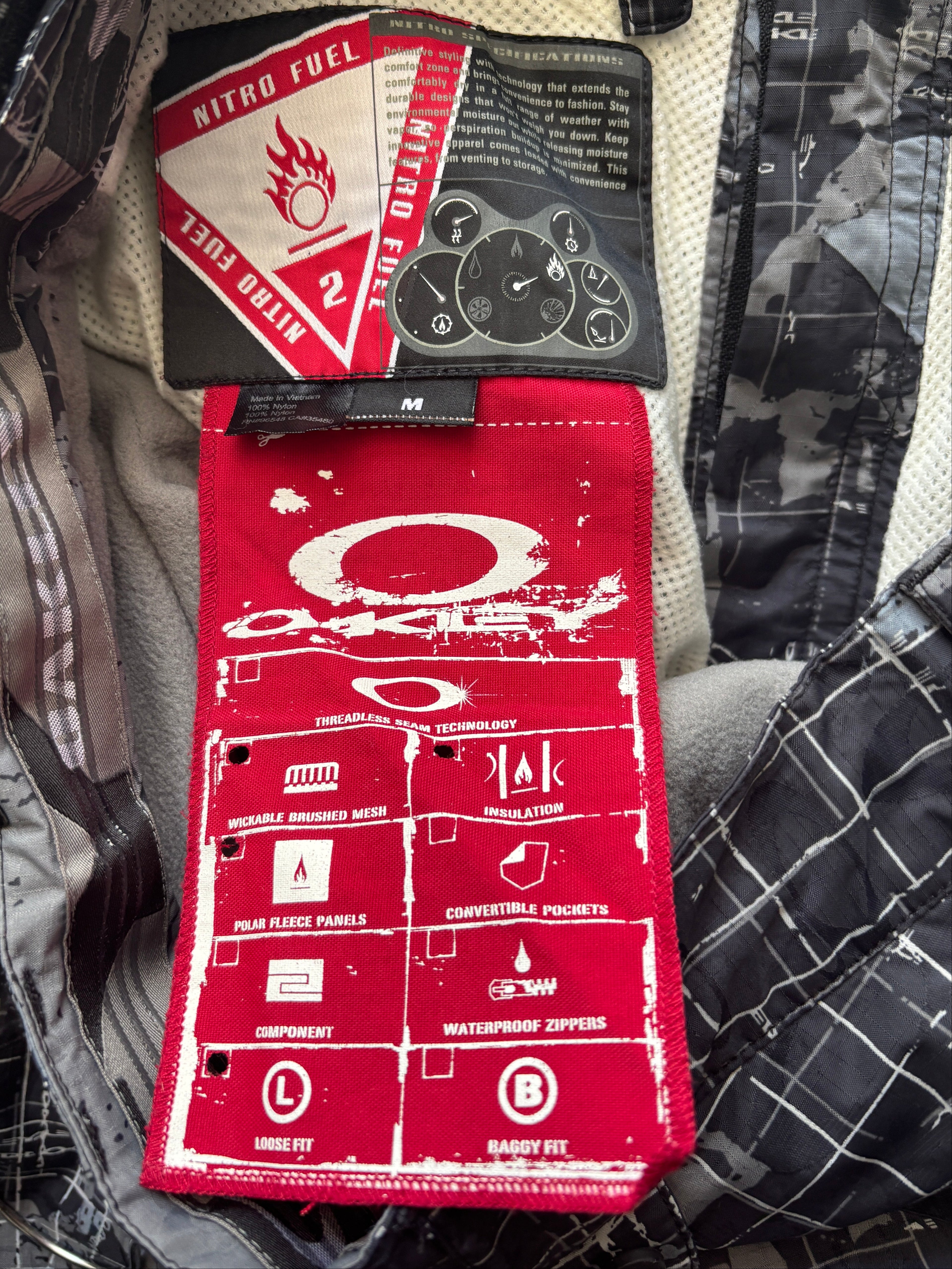 2005 Oakley Nitro Fuel Atlas Dark Grey Ski Pants (M)