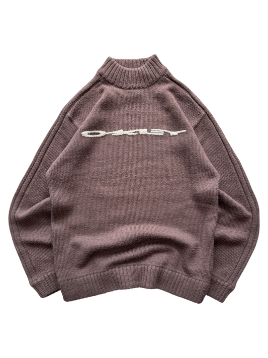 00'S OAKLEY SPELL OUT KNIT BROWN SWEATER