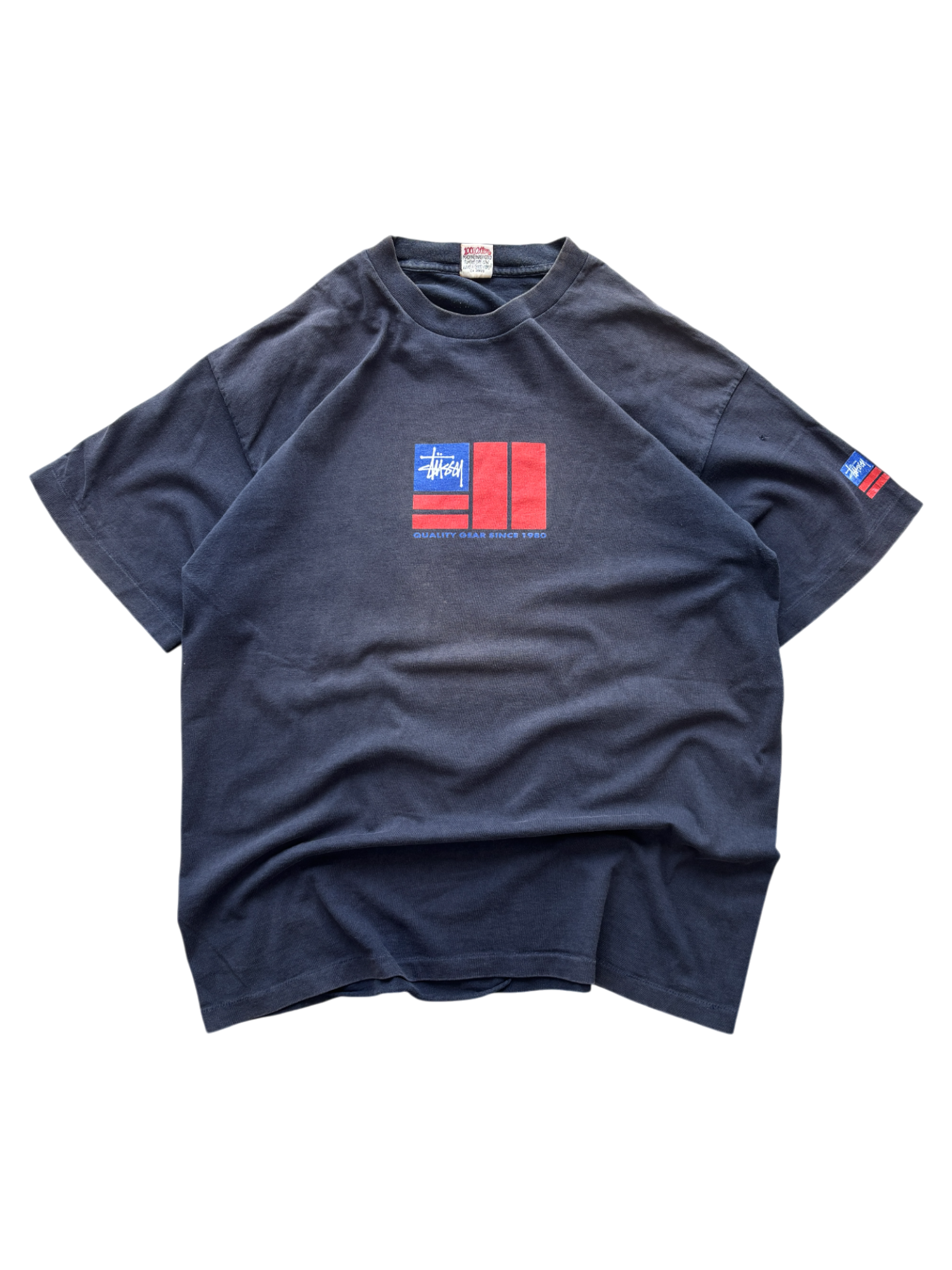 1993-1996 STUSSY USA FLAG NAVY TEE