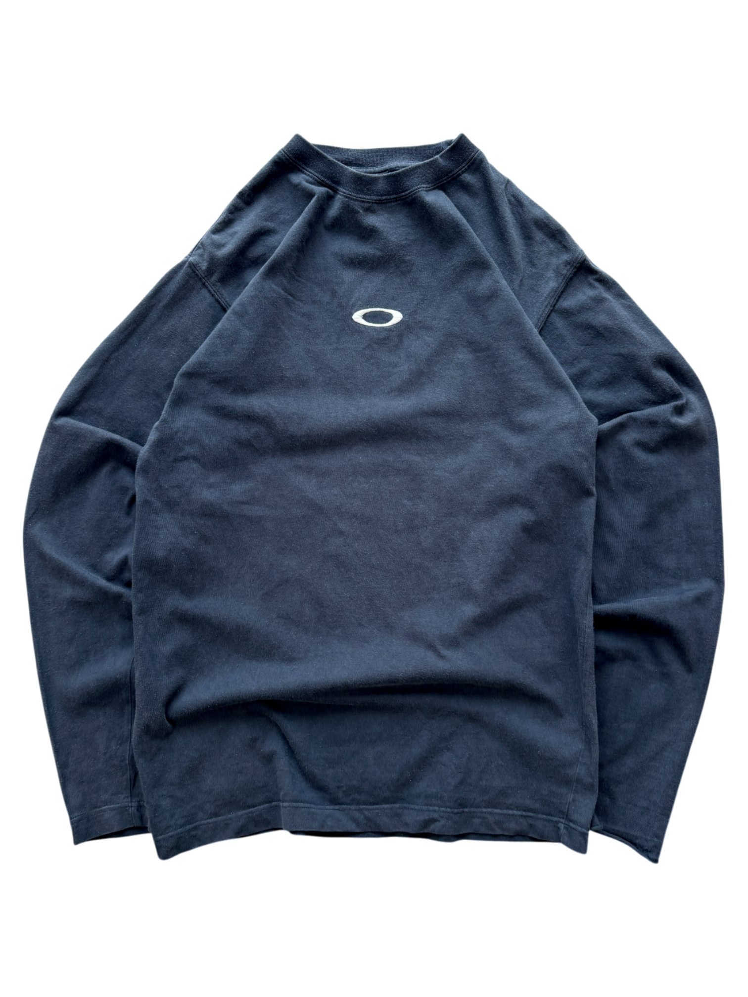 2005 OAKLEY ICON / MAD SCIENCE PATCH LONG SLEEVE NAVY TEE