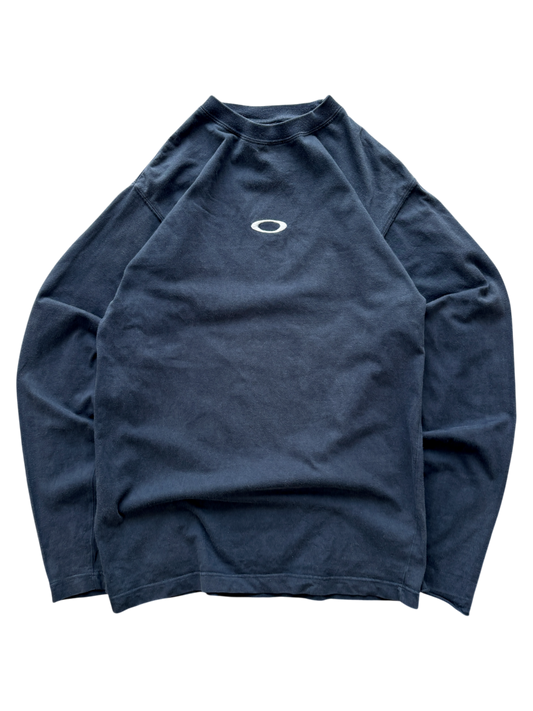 2005 OAKLEY ICON / MAD SCIENCE PATCH LONG SLEEVE NAVY TEE