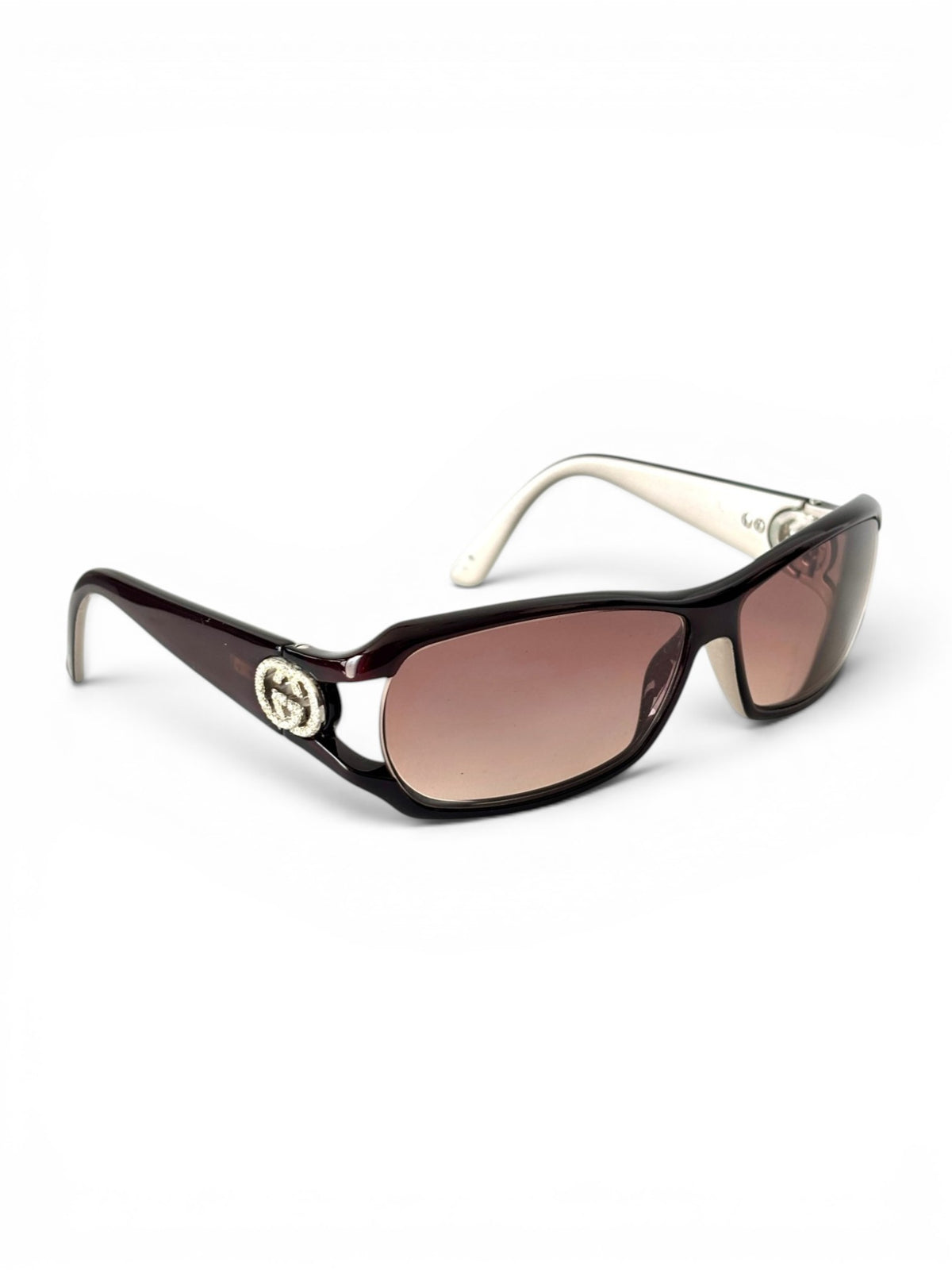 Gucci rhinestone interlocking G sunglasses in burgundy
