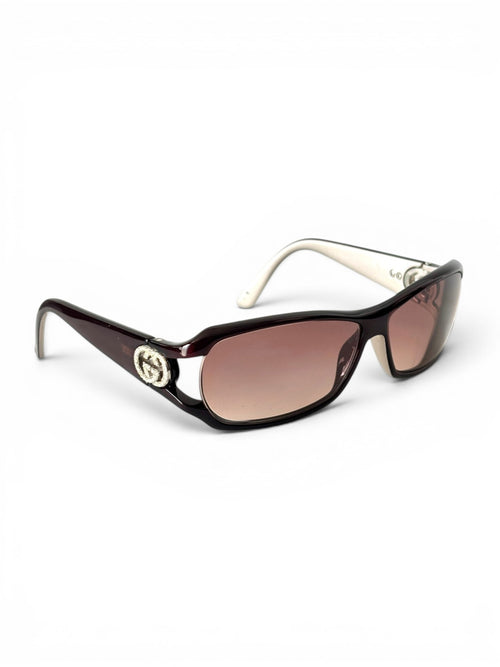 Gucci rhinestone interlocking G sunglasses in burgundy