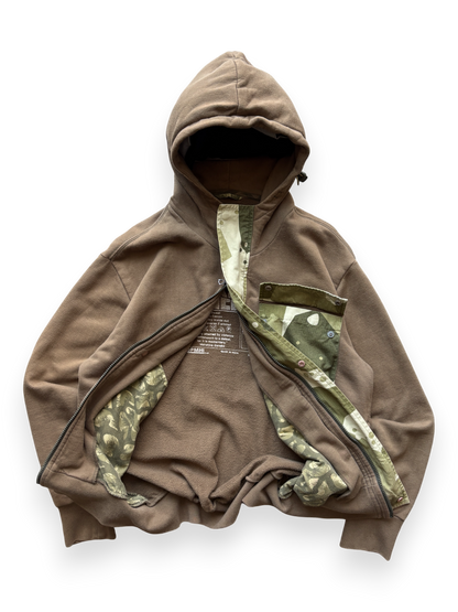 Maharishi Brown Camo Cargo Pocket Zipped Hoodie (M)