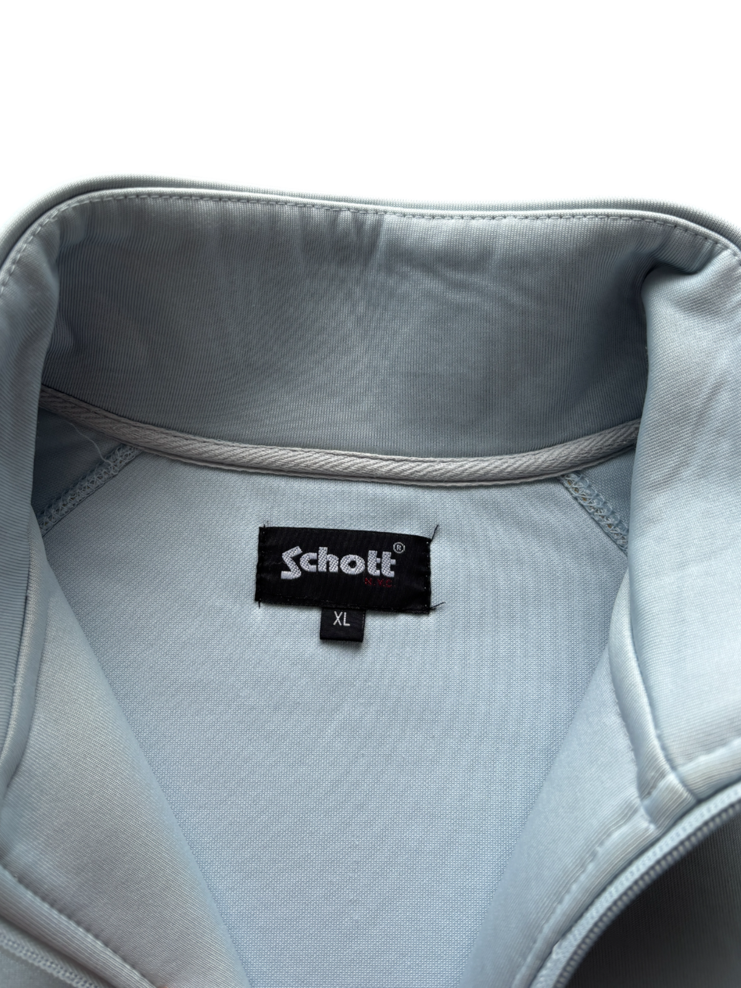 SCHOTT NEOPRENE BABY BLUE SPELL OUT JACKET
