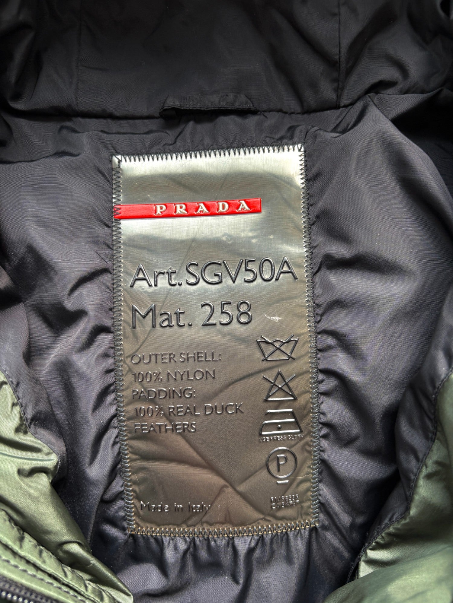 PRADA LINEA ROSSA FOREST GREEN PADDED PARKA
