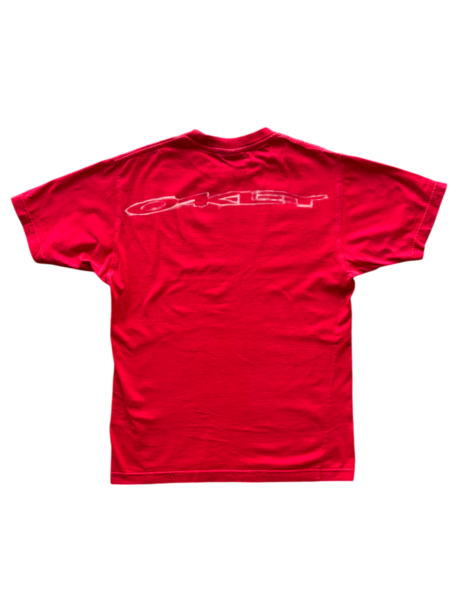 EARLY 00'S OAKLEY ICON / SPELL OUT RED GRAPHIC TEE