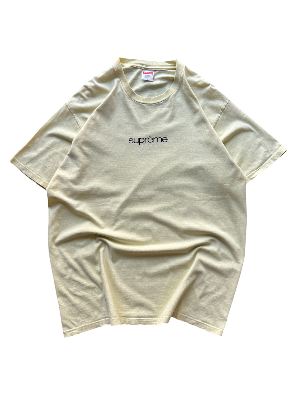 SS22 Supreme Classic Logo Pale Yellow Tee (L)