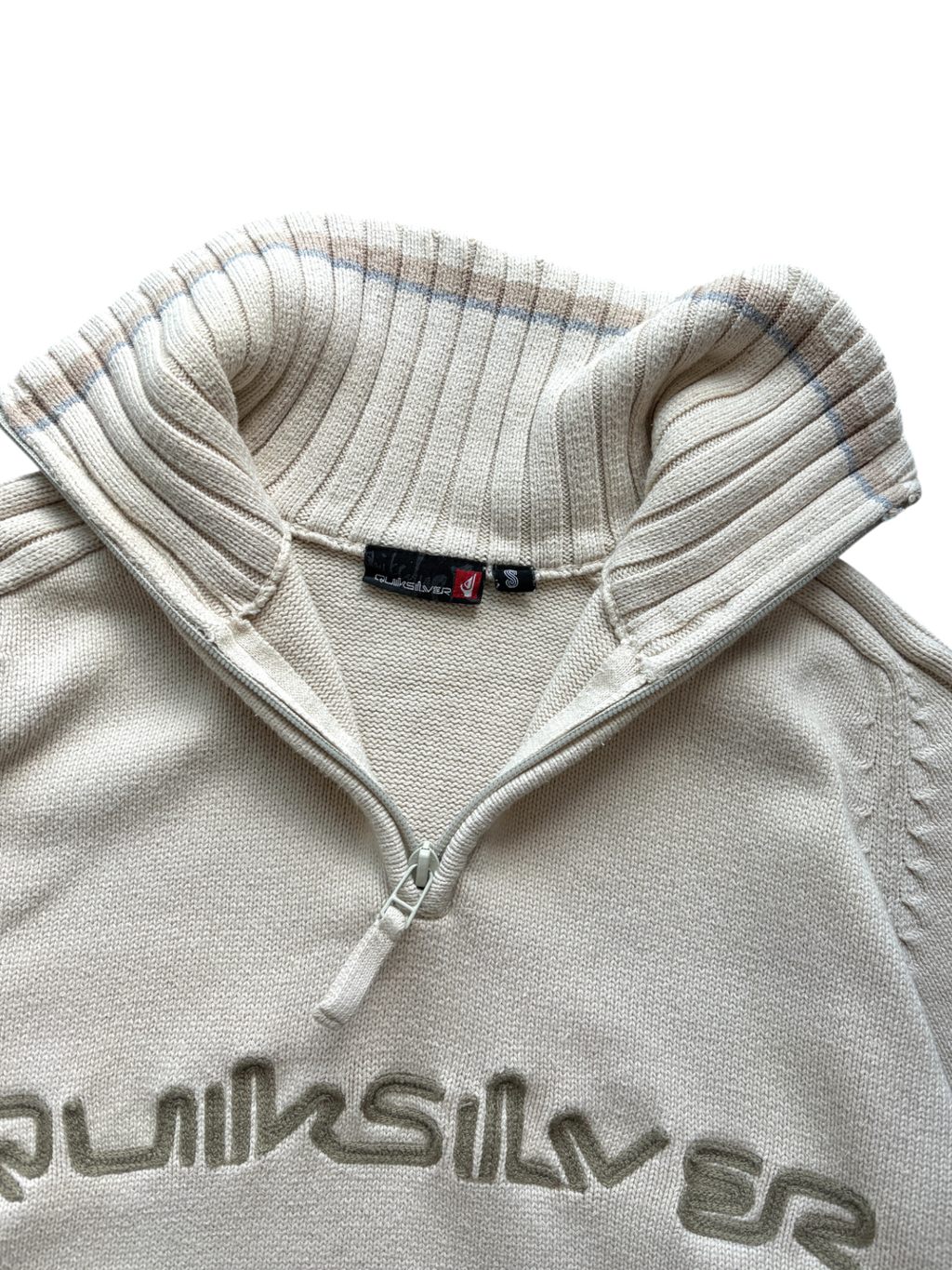 00'S QUICKSILVER SPELL OUT KNIT SWEATER