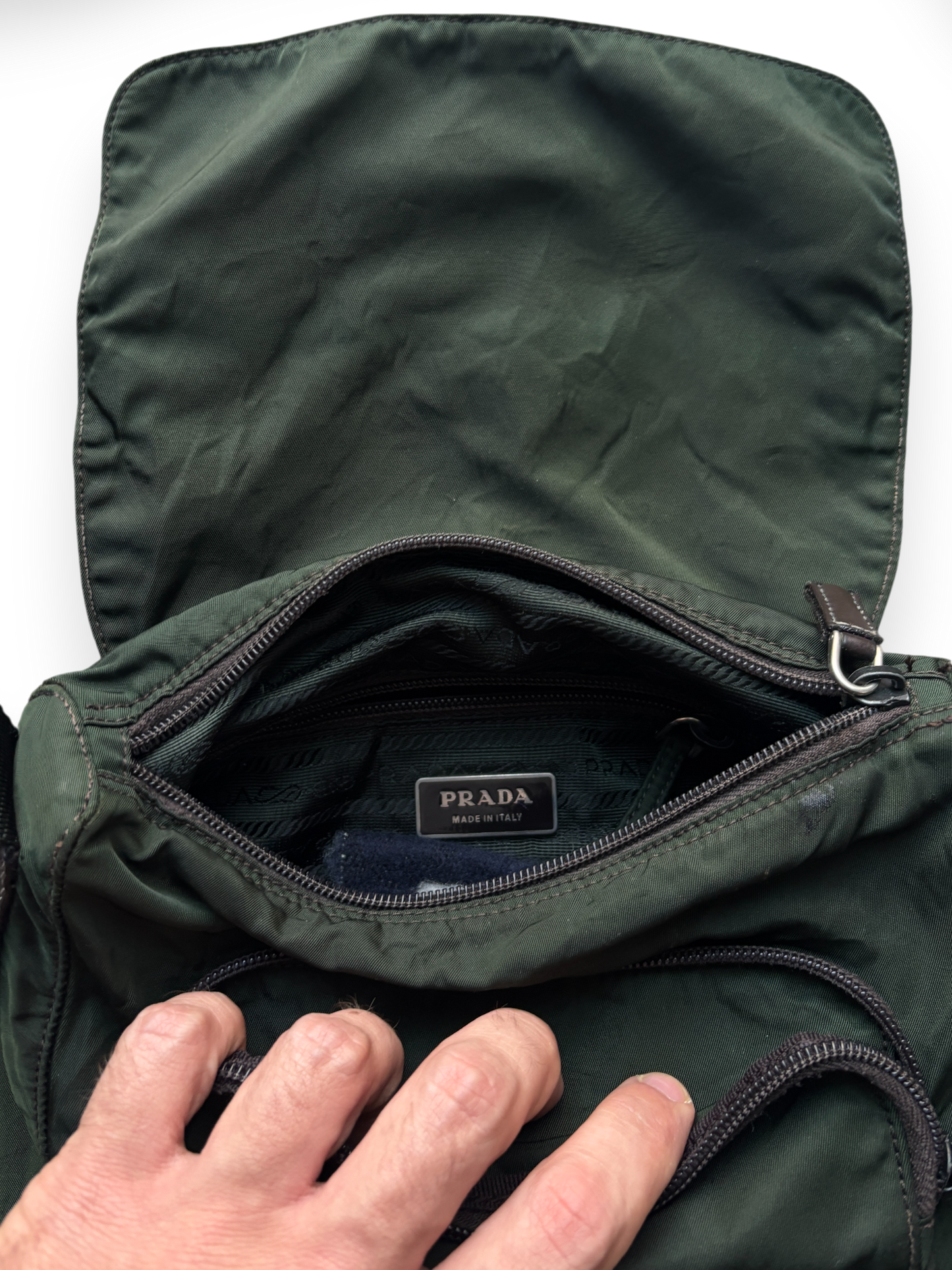 Prada Mainline Forest Green Shoulder Bag