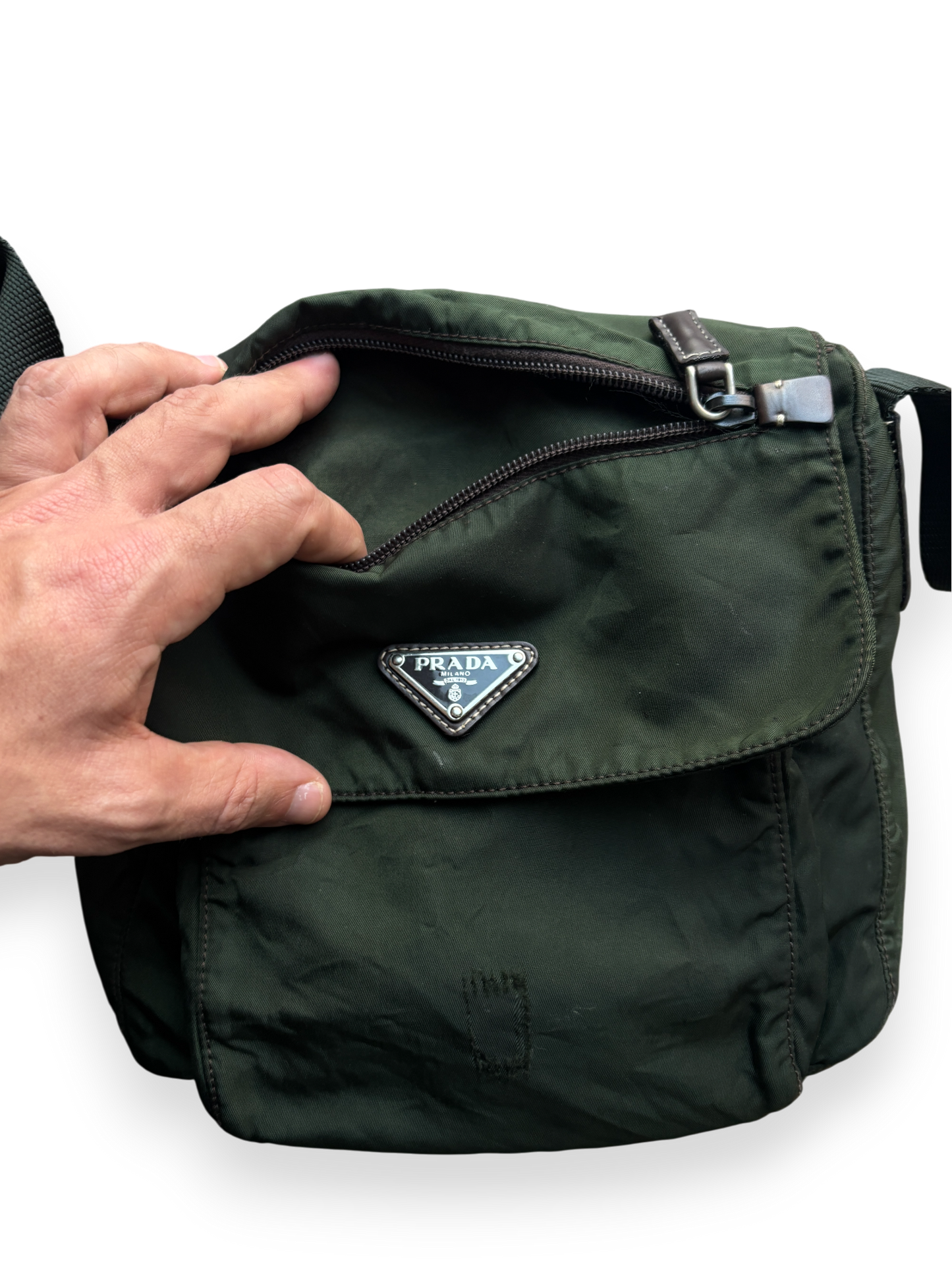 Prada Mainline Forest Green Shoulder Bag