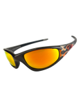 1999 OAKLEY NEW STRAIGHT JACKET JET BLACK - ORANGE FLAMES / FIRE IRIDIUM