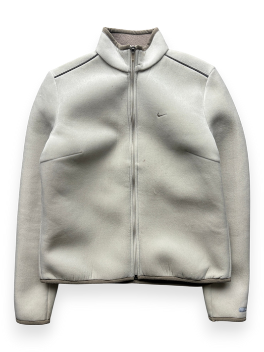 2000's Nike Hidden Pocket Fleece Lined Velour / Neoprene Beige Jacket (M)