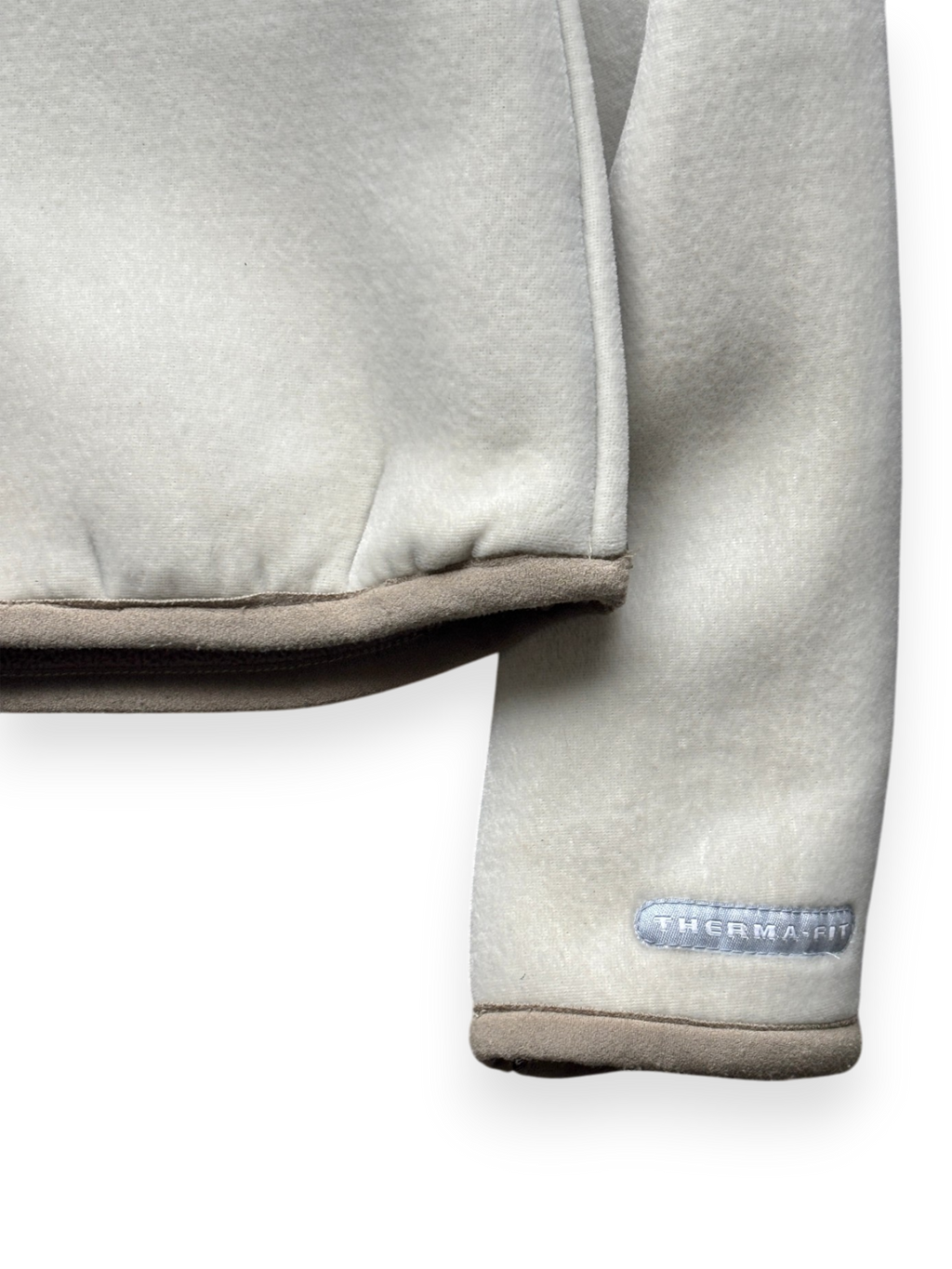 2000's Nike Hidden Pocket Fleece Lined Velour / Neoprene Beige Jacket (M)