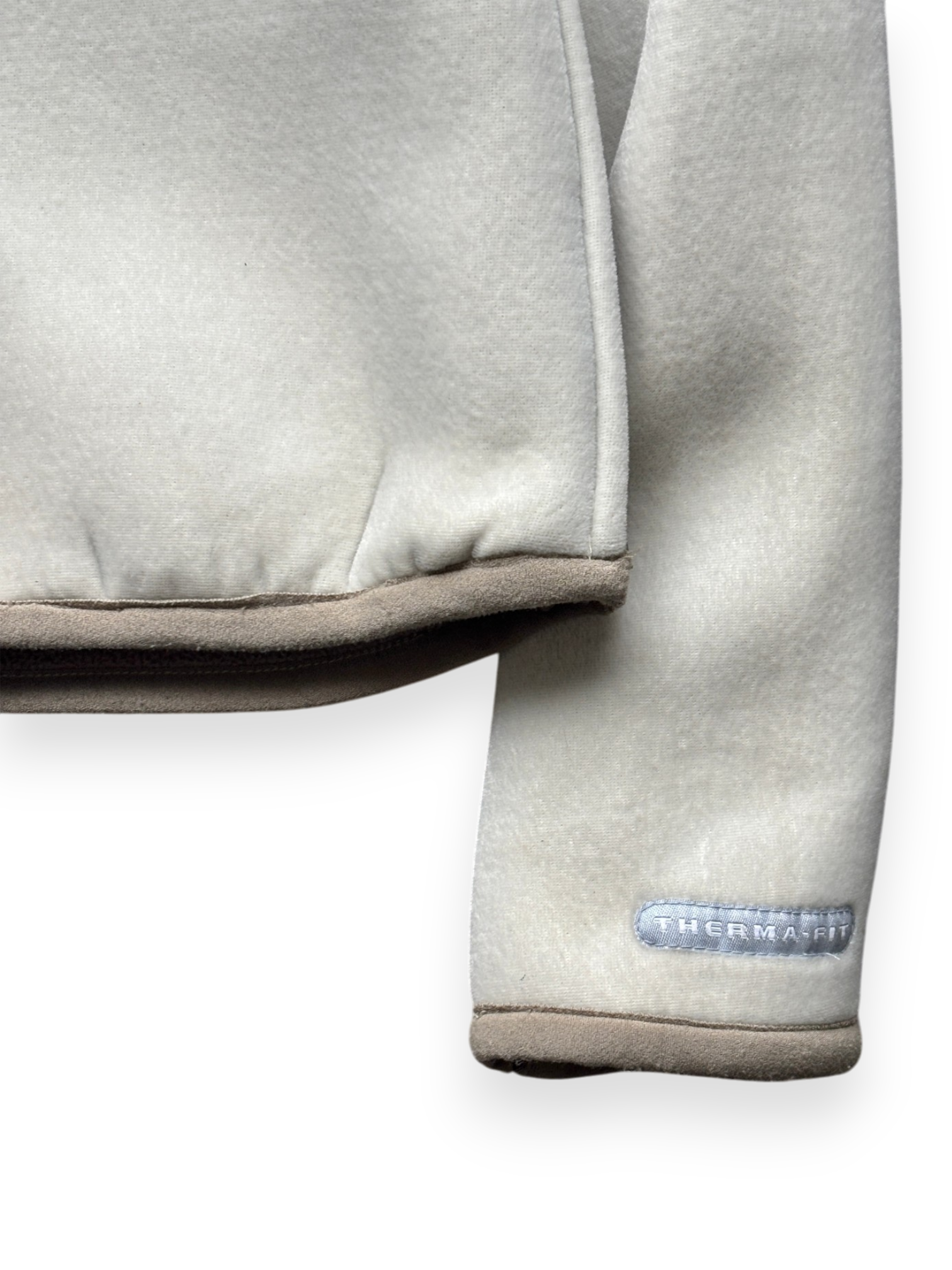2000's Nike Hidden Pocket Fleece Lined Velour / Neoprene Beige Jacket (M)