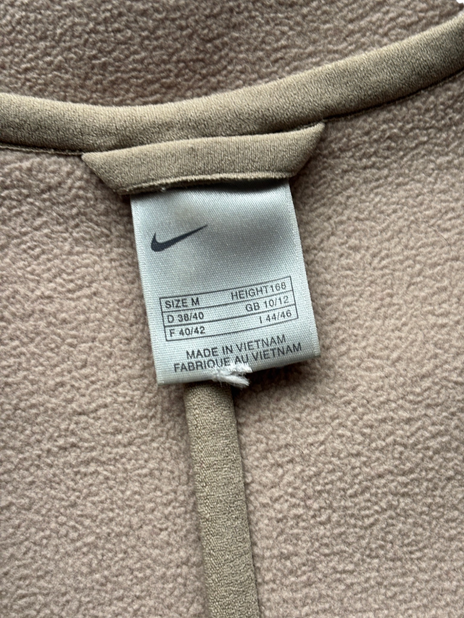2000's Nike Hidden Pocket Fleece Lined Velour / Neoprene Beige Jacket (M)
