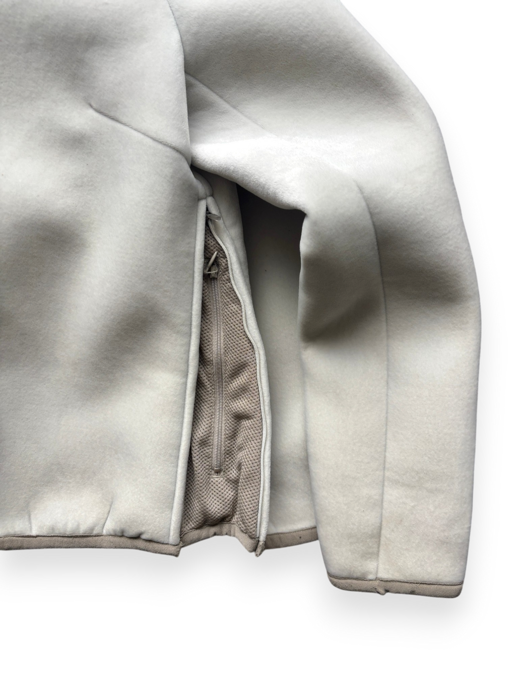 2000's Nike Hidden Pocket Fleece Lined Velour / Neoprene Beige Jacket (M)