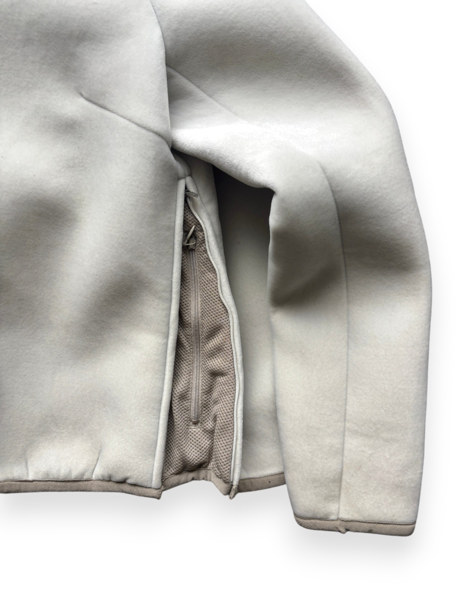 2000's Nike Hidden Pocket Fleece Lined Velour / Neoprene Beige Jacket (M)