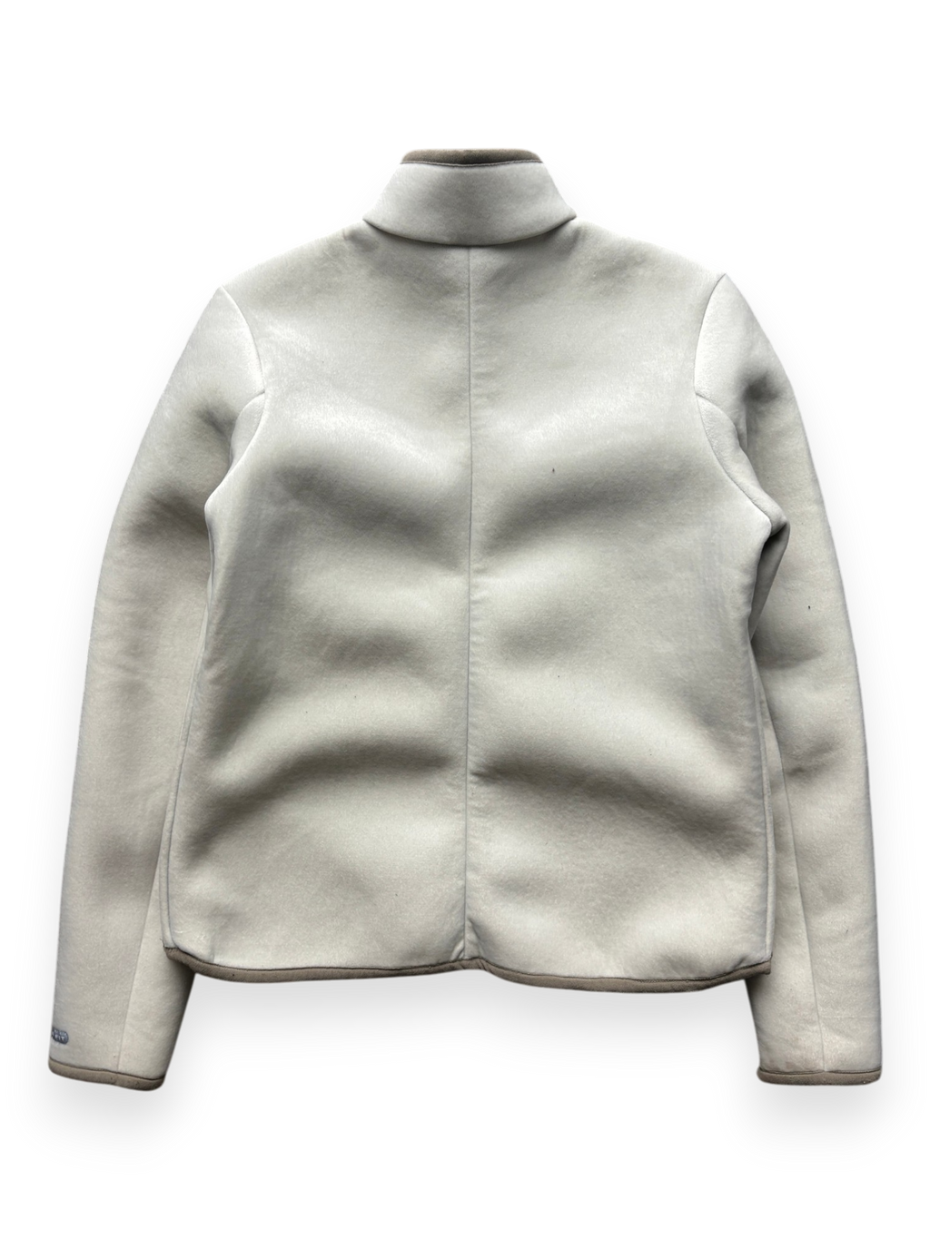 2000's Nike Hidden Pocket Fleece Lined Velour / Neoprene Beige Jacket (M)
