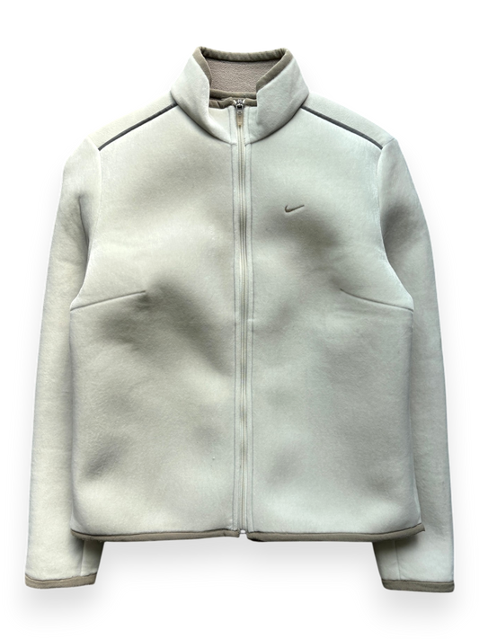 2000's Nike Hidden Pocket Fleece Lined Velour / Neoprene Beige Jacket (S)