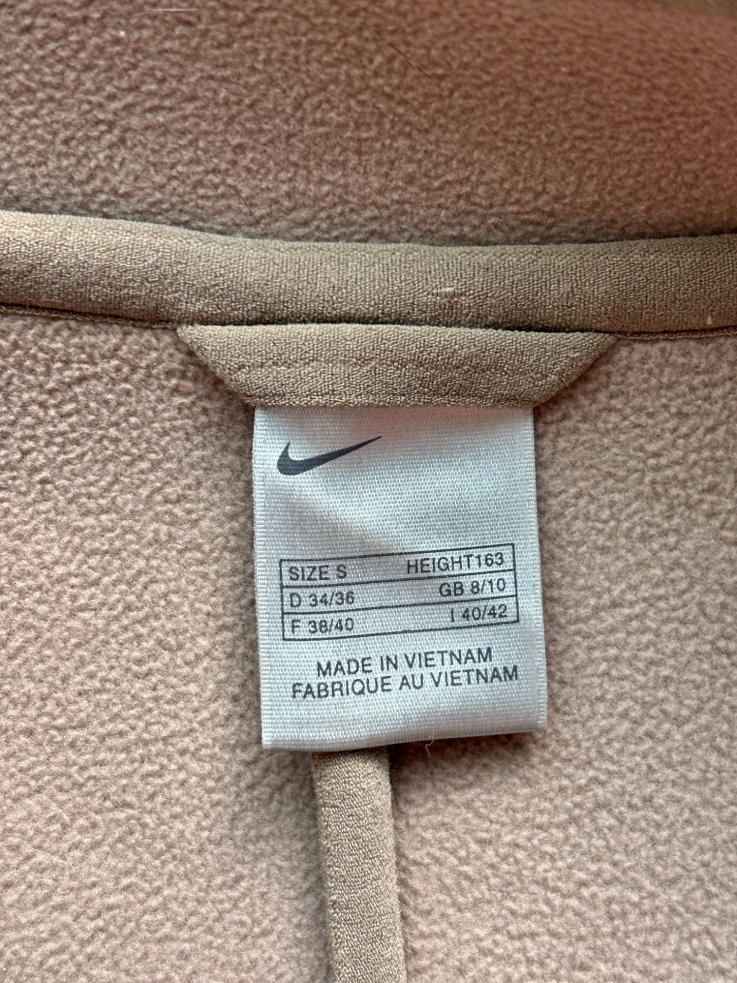 2000's Nike Hidden Pocket Fleece Lined Velour / Neoprene Beige Jacket (S)