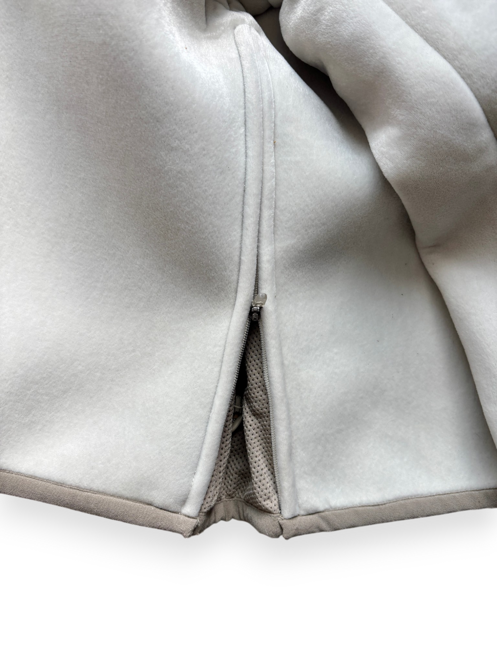 2000's Nike Hidden Pocket Fleece Lined Velour / Neoprene Beige Jacket (S)