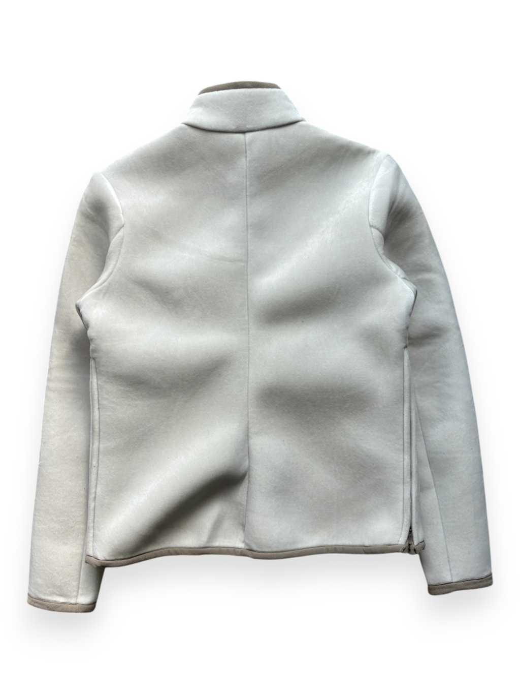 2000's Nike Hidden Pocket Fleece Lined Velour / Neoprene Beige Jacket (S)
