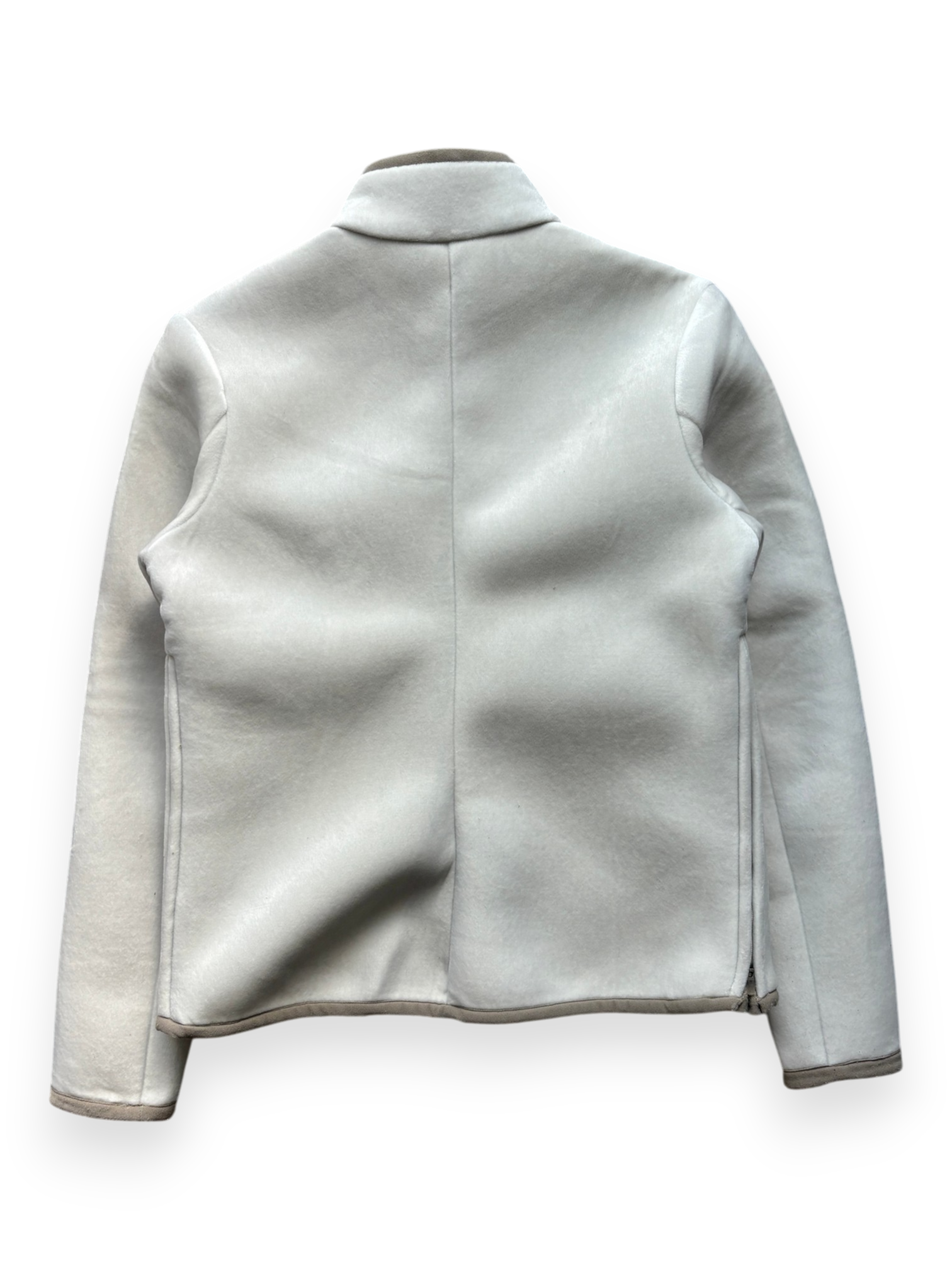 2000's Nike Hidden Pocket Fleece Lined Velour / Neoprene Beige Jacket (S)