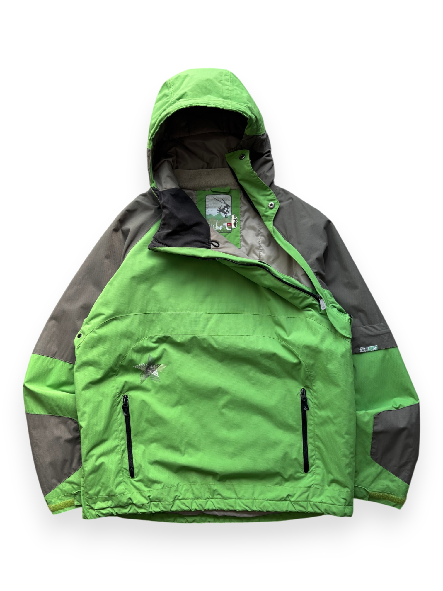 2000's QuickSilver Compass Asymmetrical Green Ski Jacket (L)