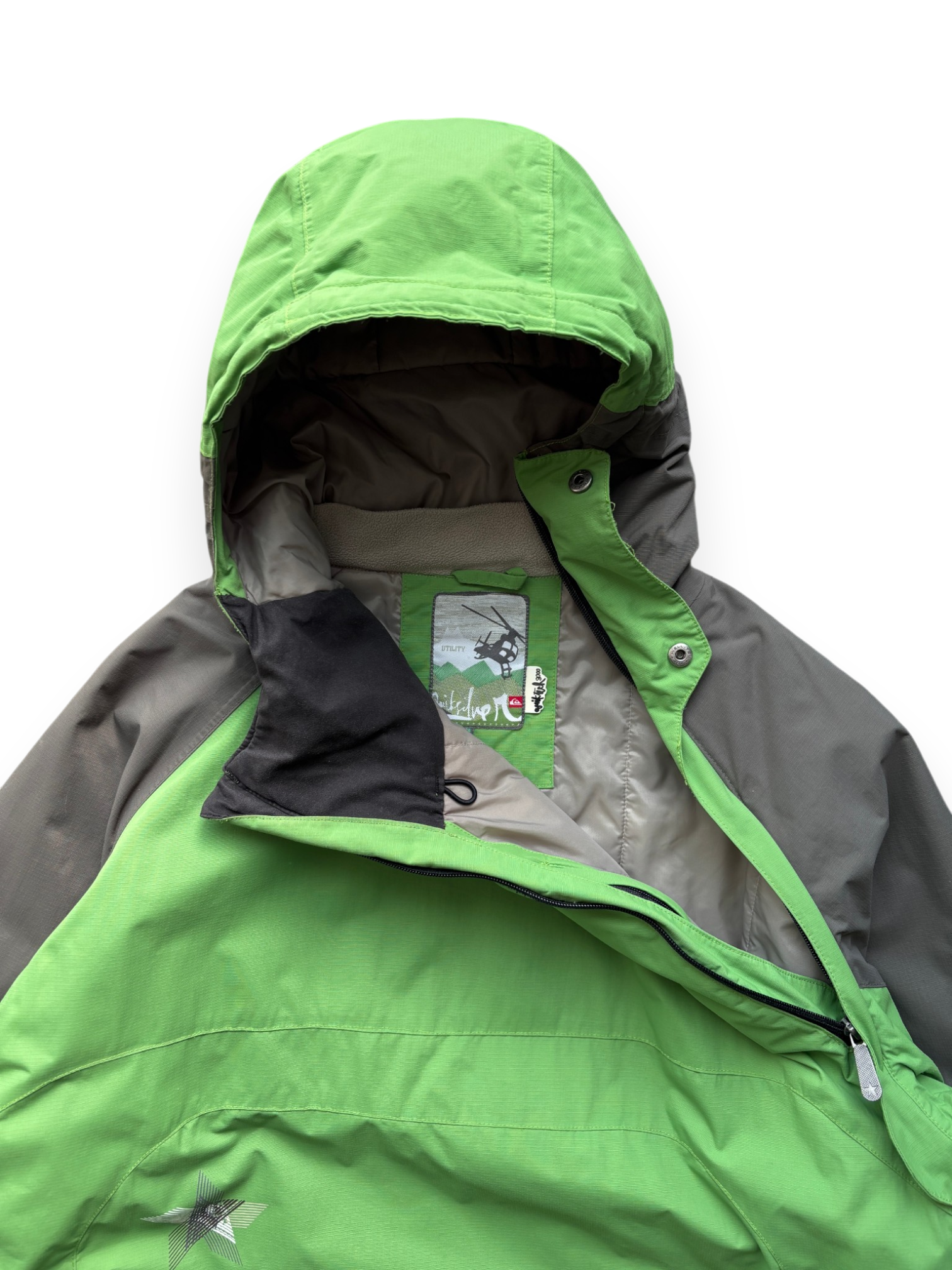 2000's QuickSilver Compass Asymmetrical Green Ski Jacket (L)