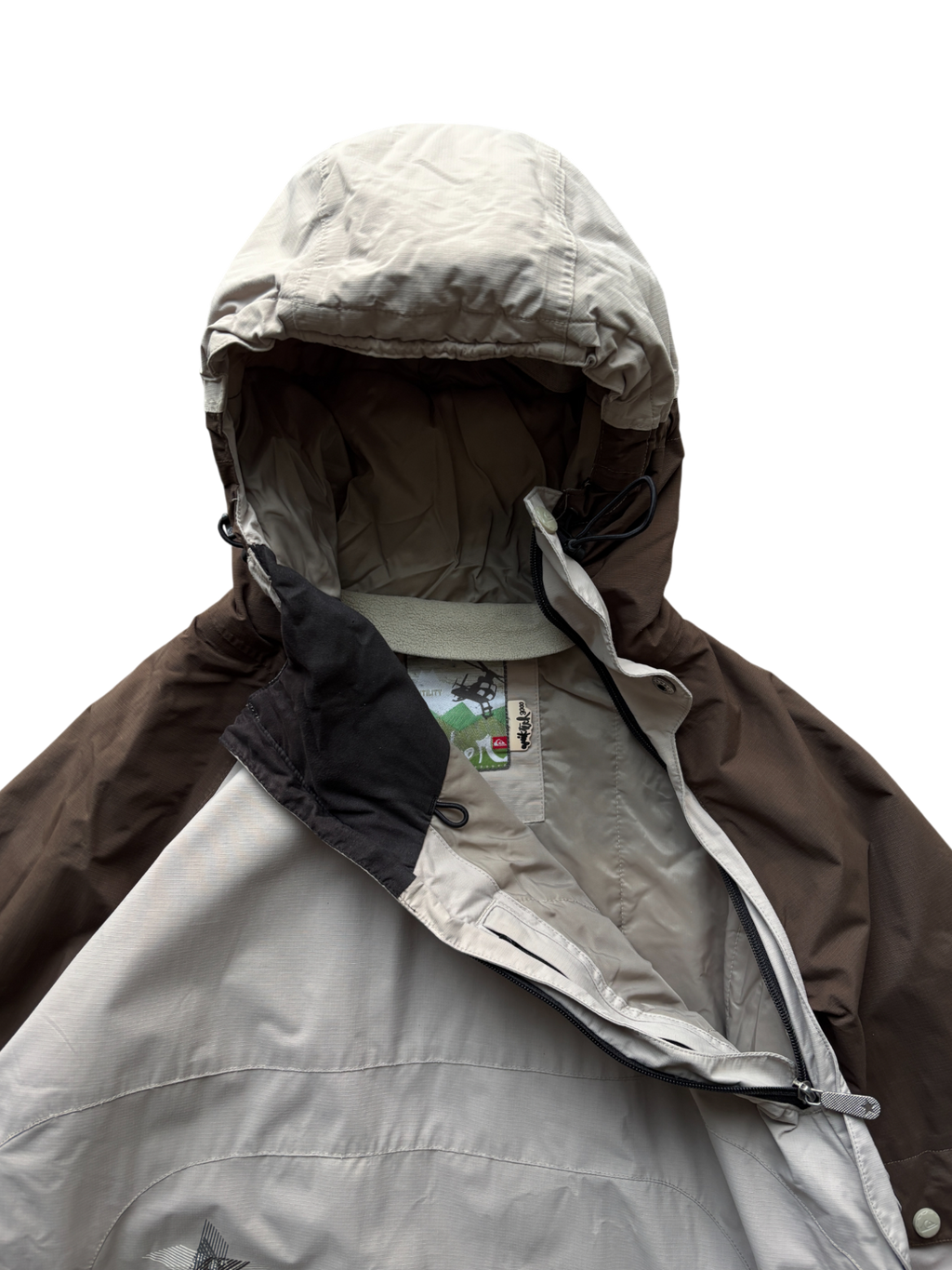 00'S QUIKSILVER ASYMETRICAL ZIP WATERPROOF SKY JACKET