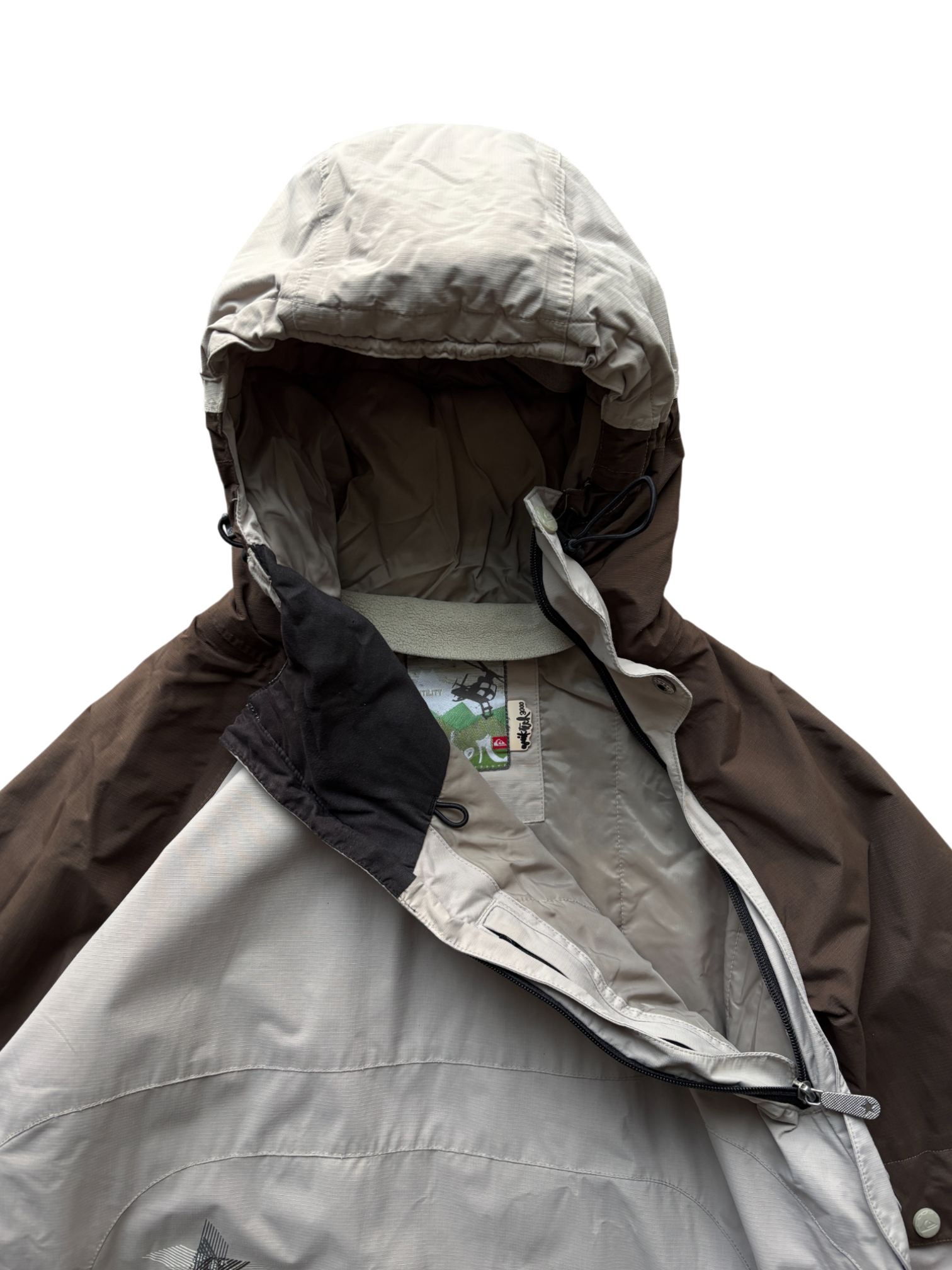 00'S QUIKSILVER ASYMETRICAL ZIP WATERPROOF SKY JACKET