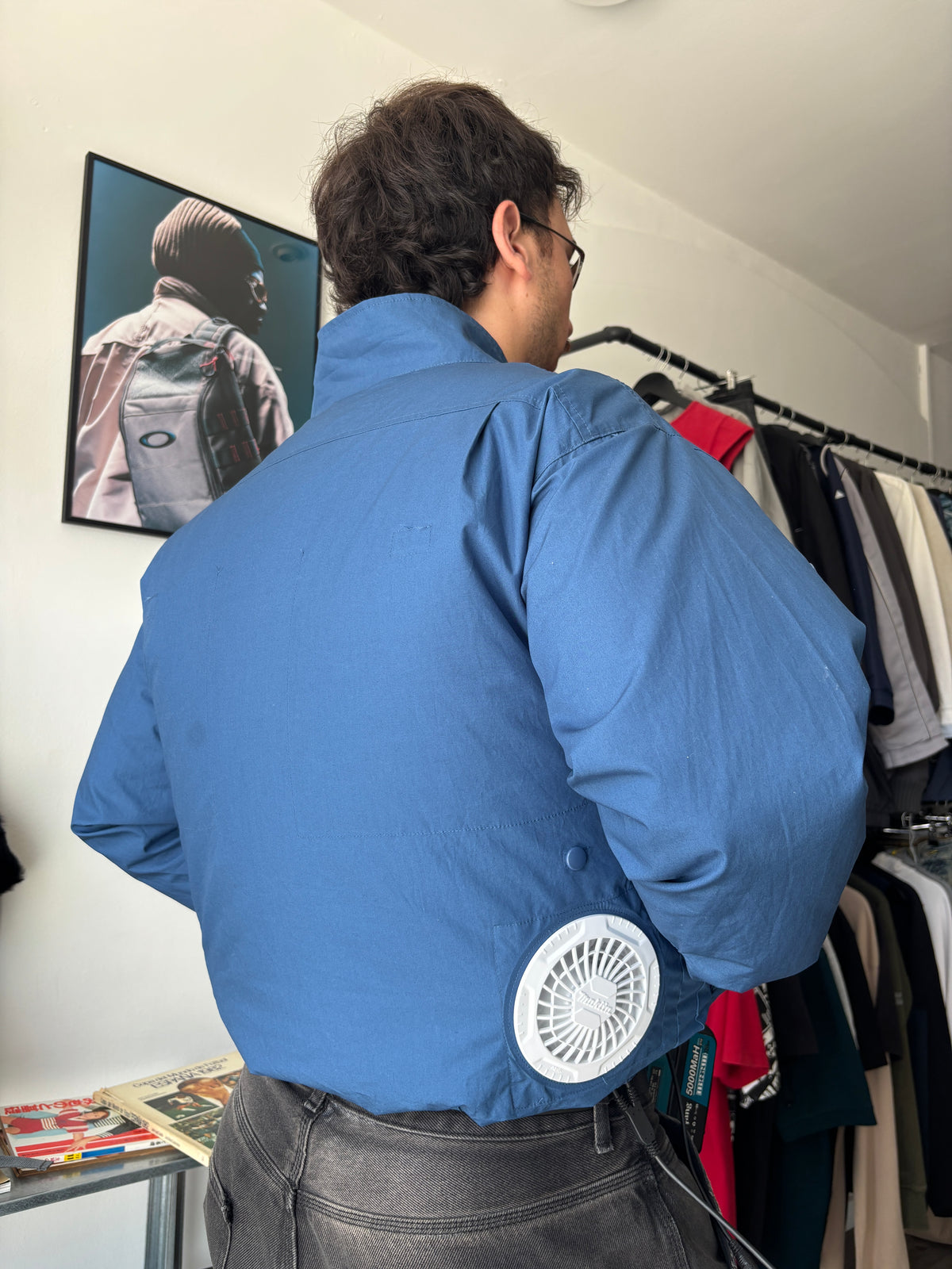 Makita Kuchofuku fan jacket in teal blue