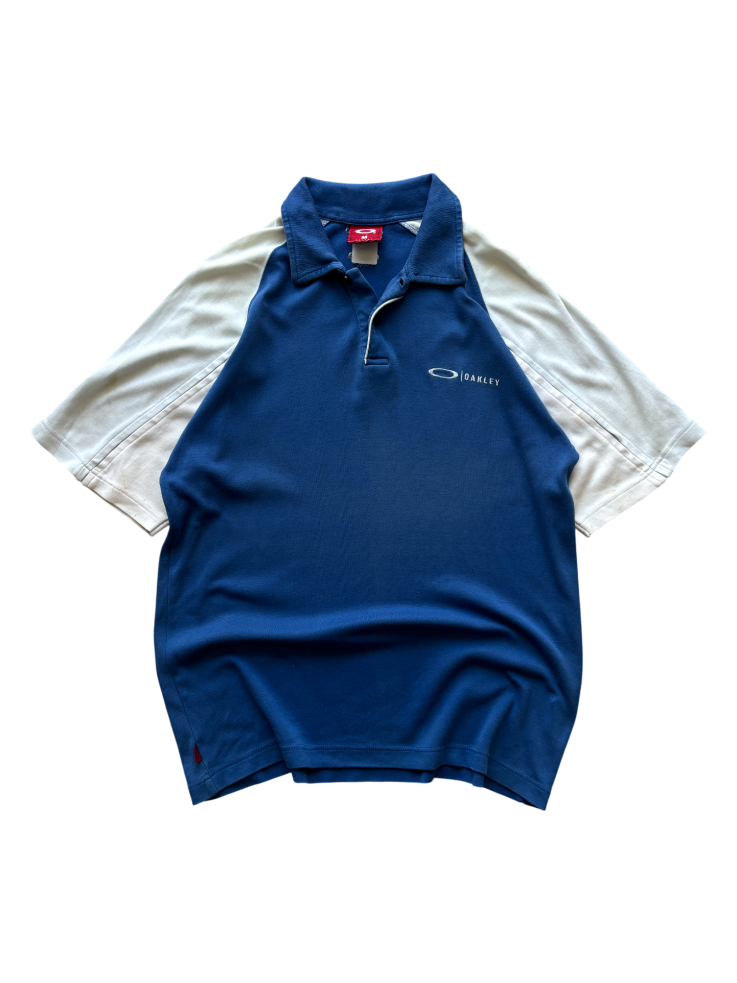 00's Oakley White / Blue Spell Out Polo