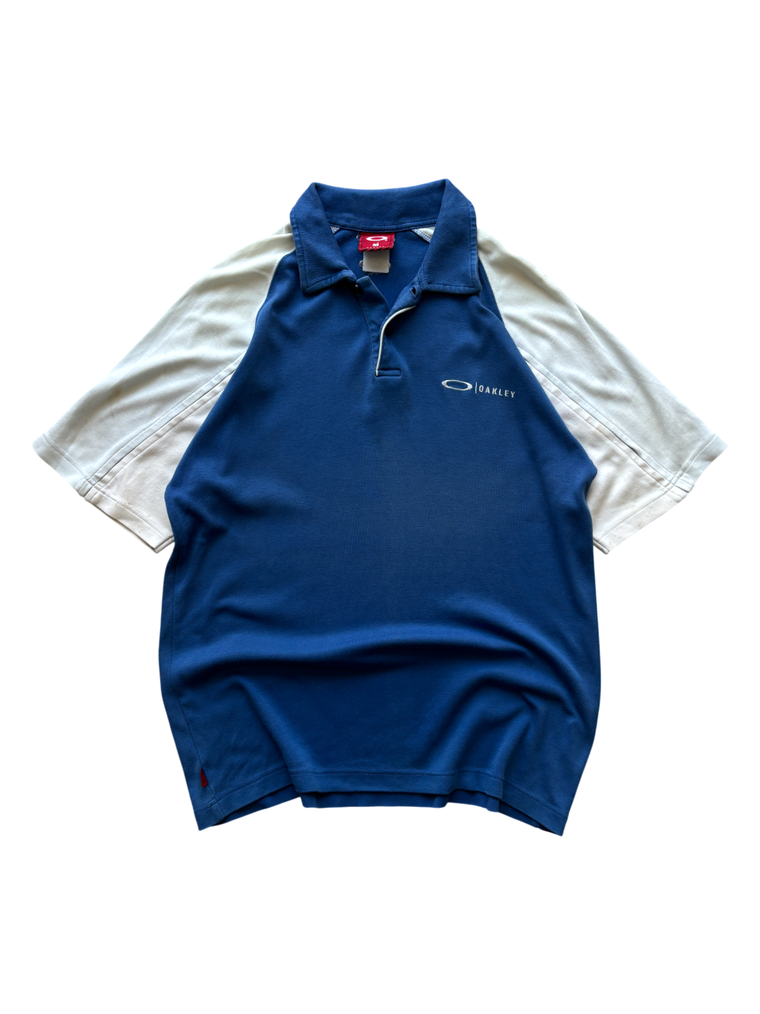 00's Oakley White / Blue Spell Out Polo
