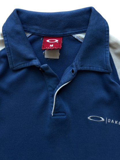 00's Oakley White / Blue Spell Out Polo