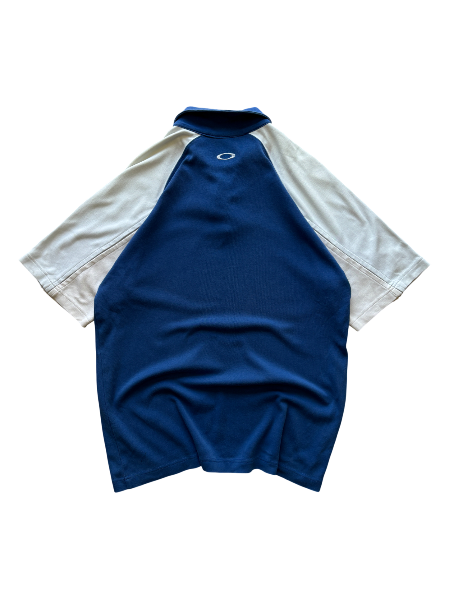 00's Oakley White / Blue Spell Out Polo