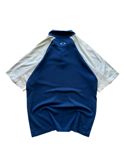 00's Oakley White / Blue Spell Out Polo
