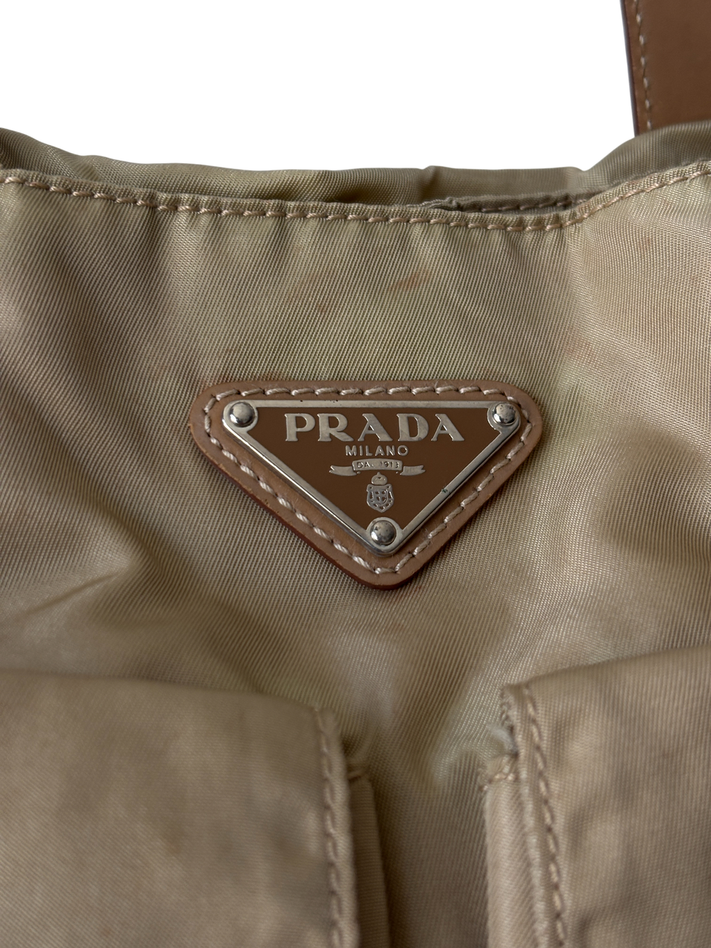 Prada Mainline Beige Nylon Cargo Shoulder Bag