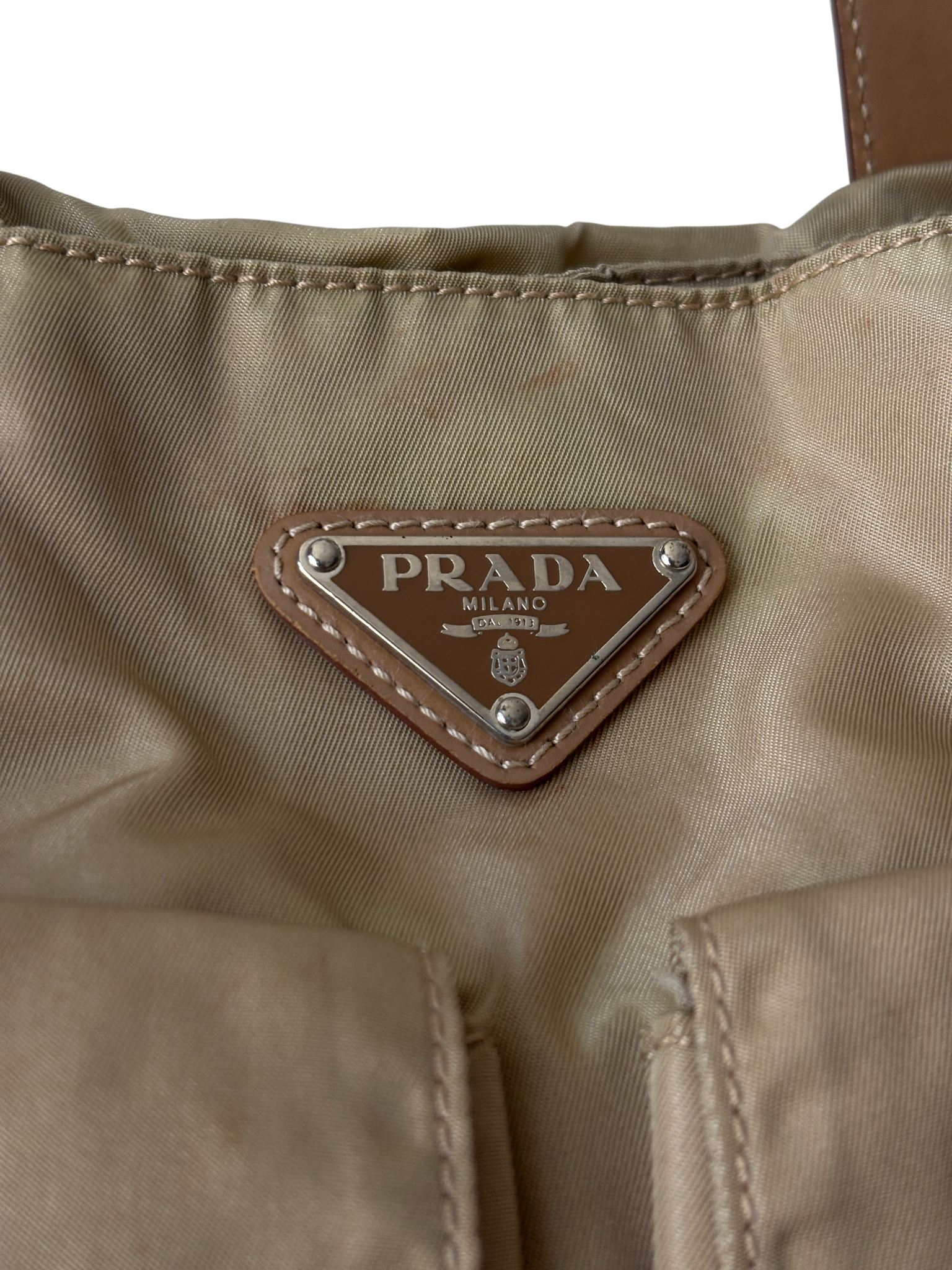 Prada Mainline Beige Nylon Cargo Shoulder Bag
