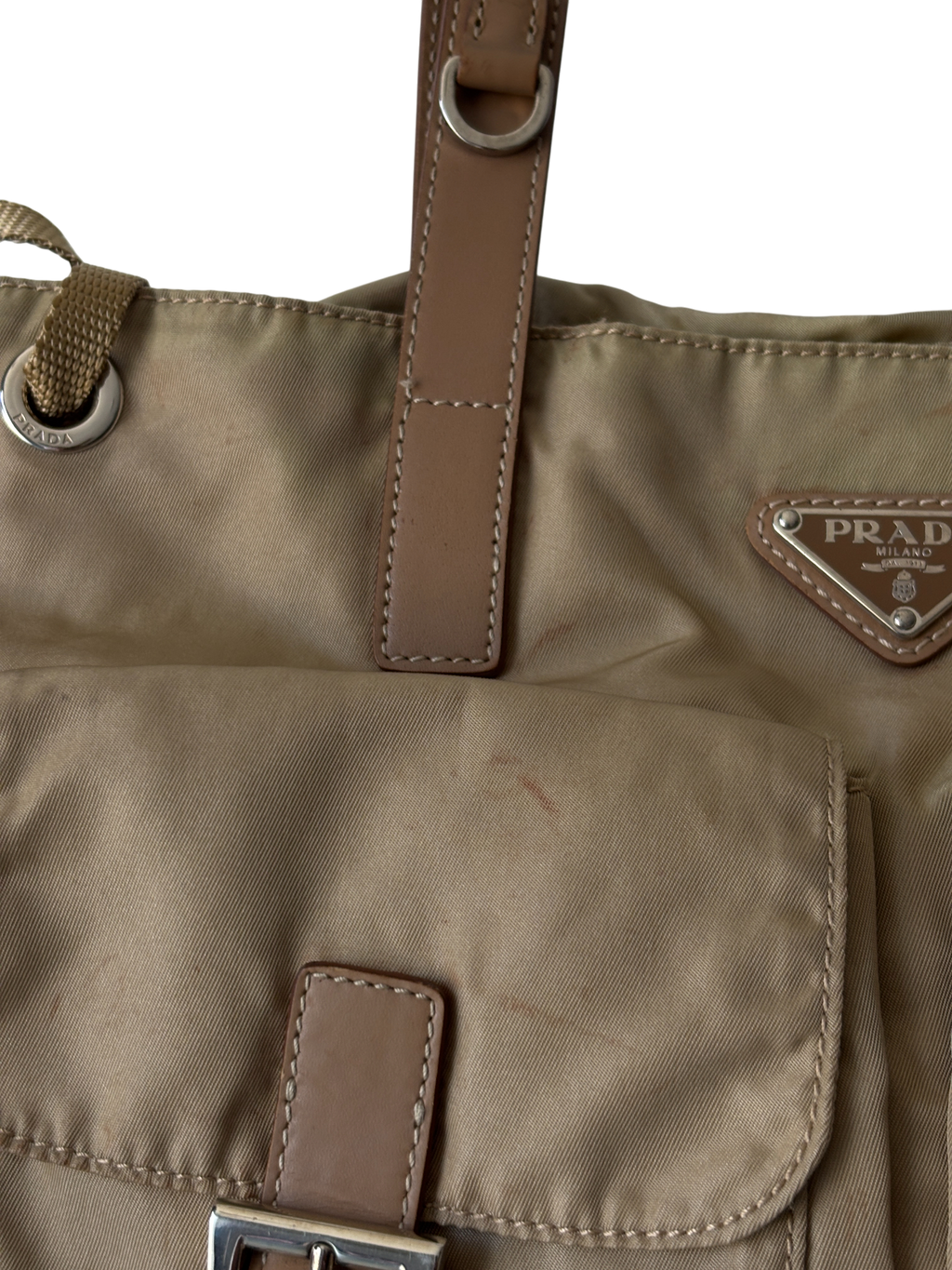 Prada Mainline Beige Nylon Cargo Shoulder Bag