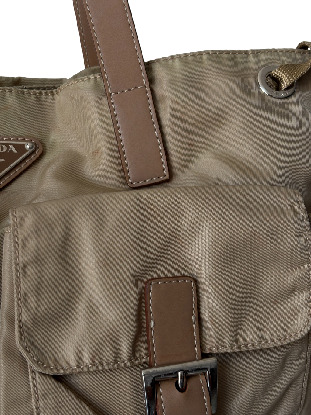 Prada Mainline Beige Nylon Cargo Shoulder Bag