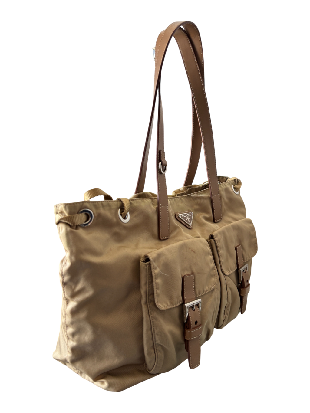 Prada Mainline Beige Nylon Cargo Shoulder Bag