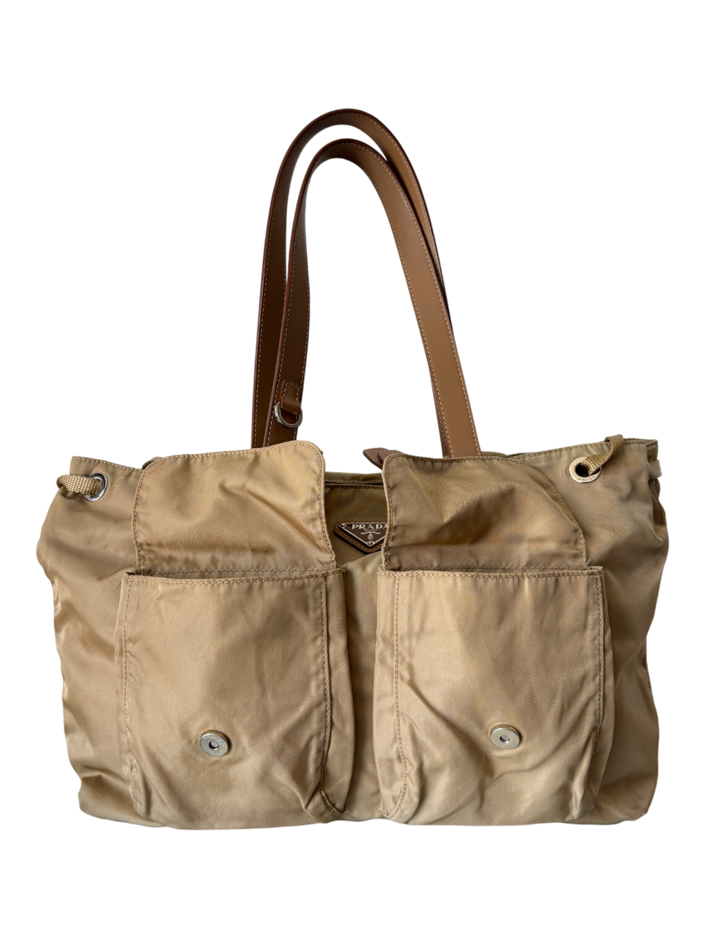 Prada Mainline Beige Nylon Cargo Shoulder Bag