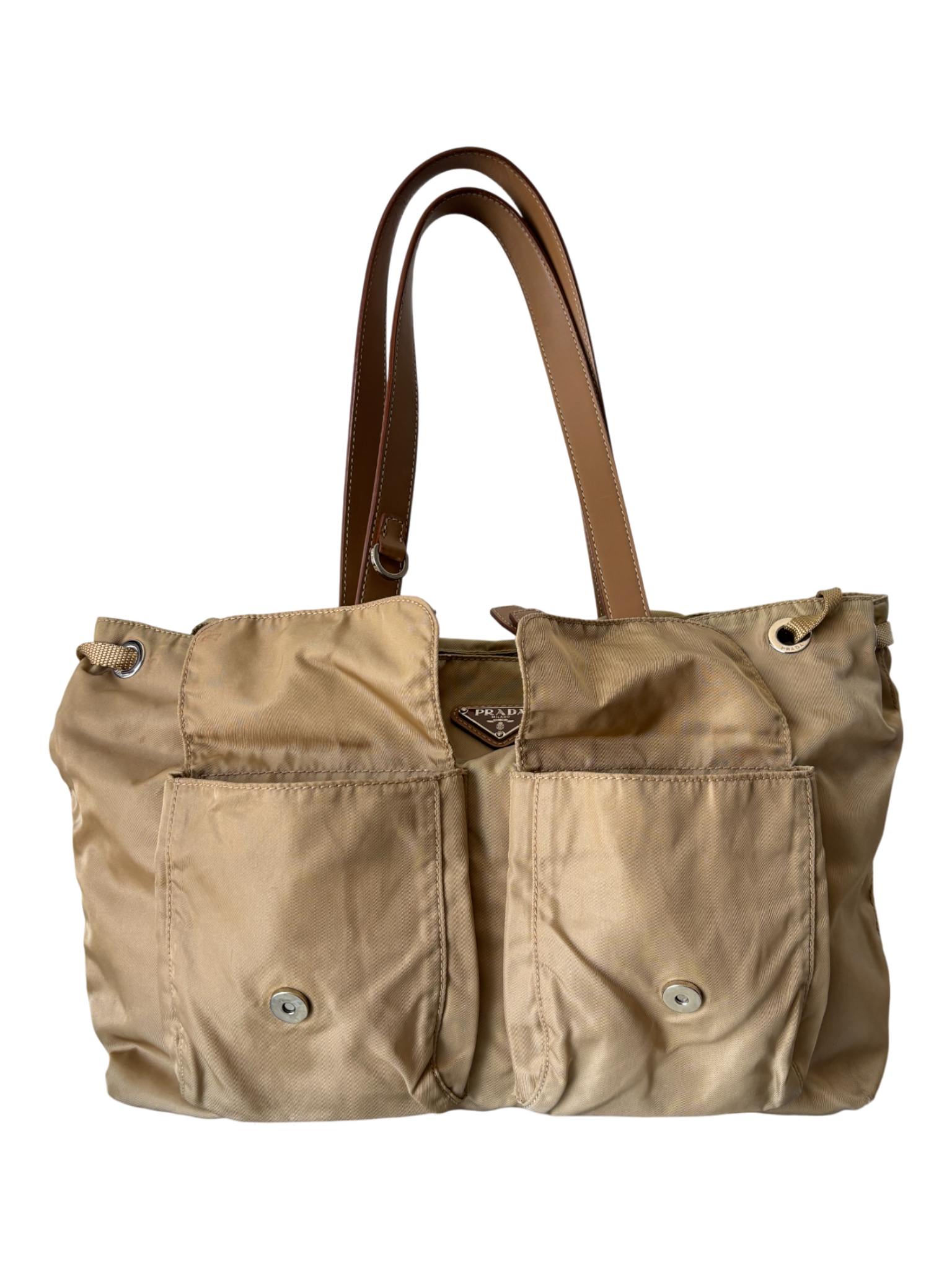 Prada Mainline Beige Nylon Cargo Shoulder Bag