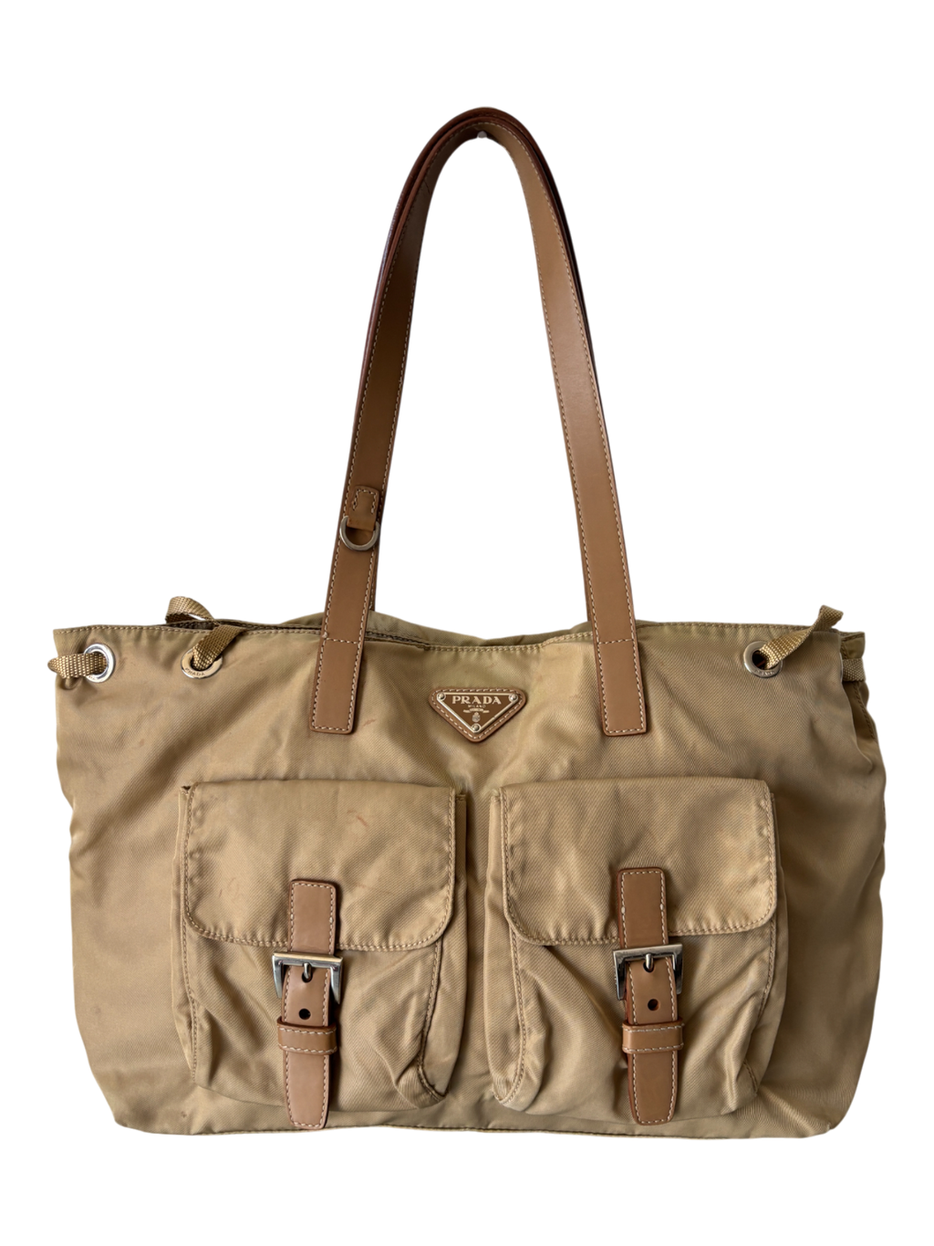 Prada Mainline Beige Nylon Cargo Shoulder Bag