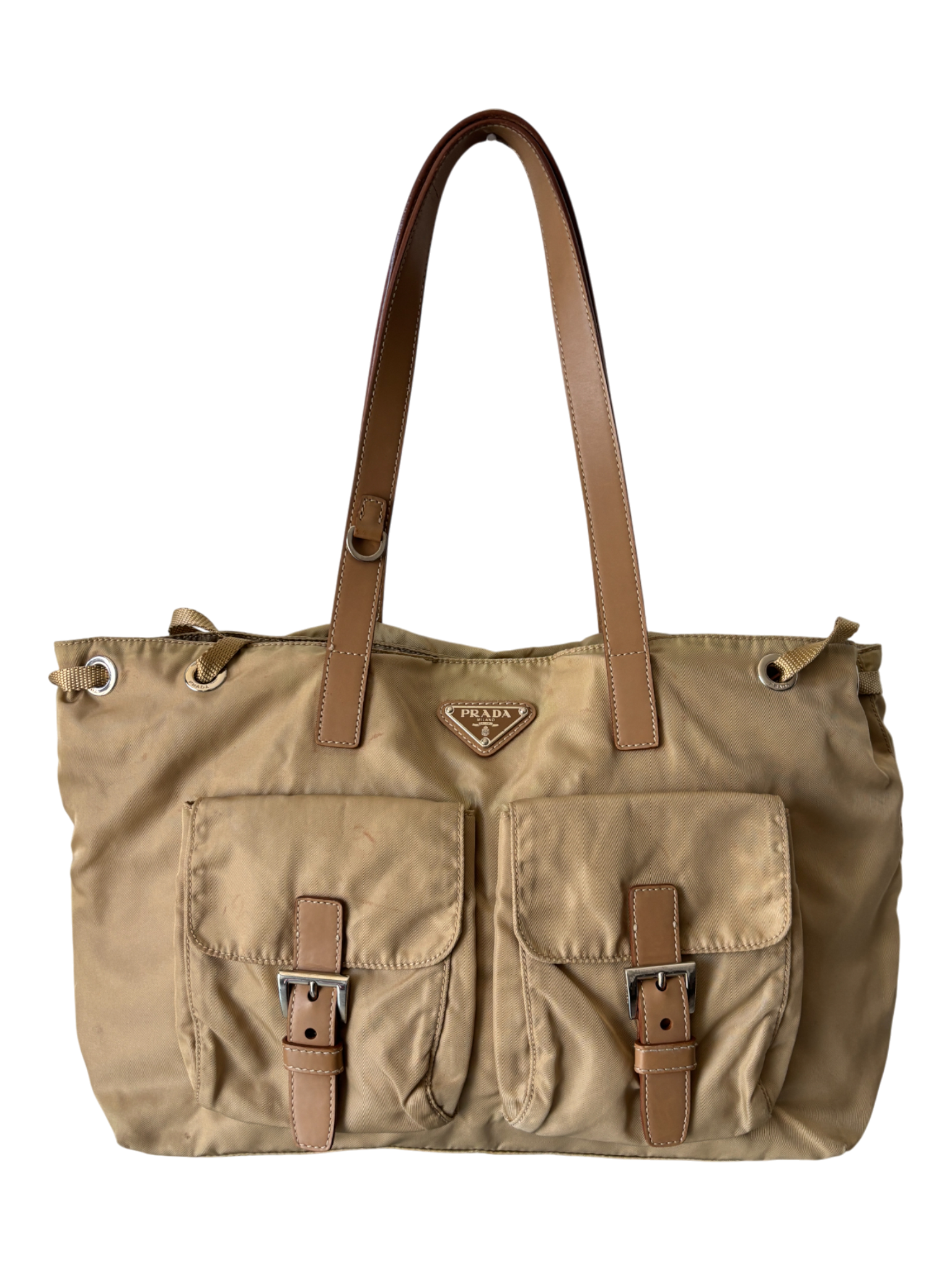 Prada Mainline Beige Nylon Cargo Shoulder Bag